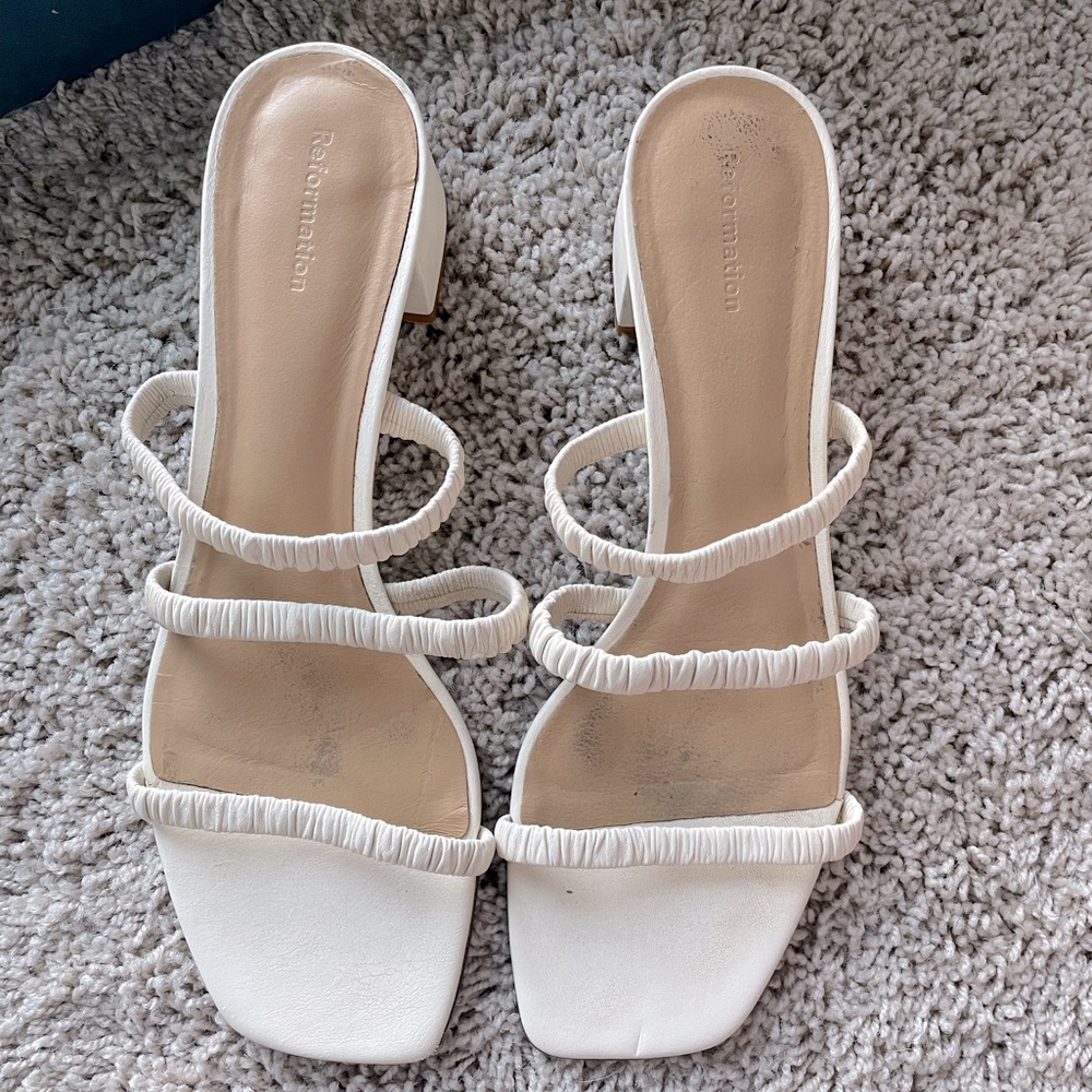 Reformation Assunta Strappy Block Heel Mule